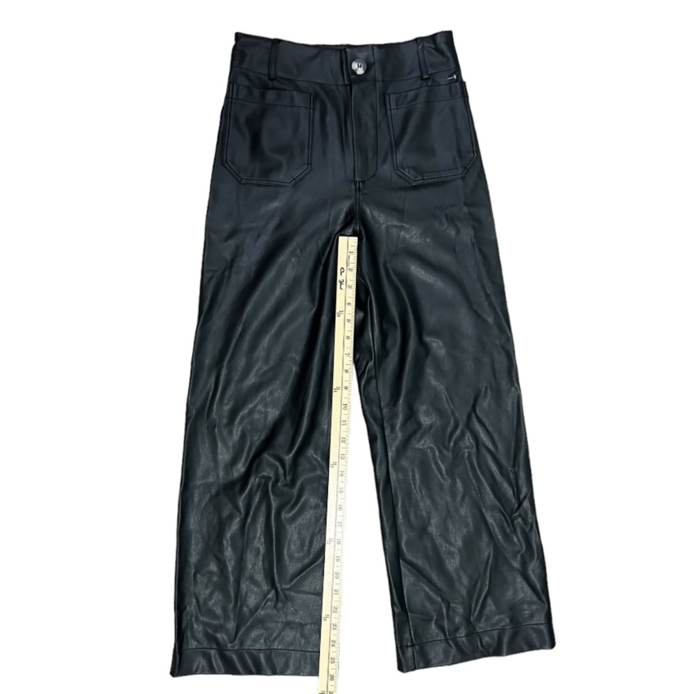 NWOT Maeve The Colette Cropped Wide-Leg Faux Leather Pants Black Size 26